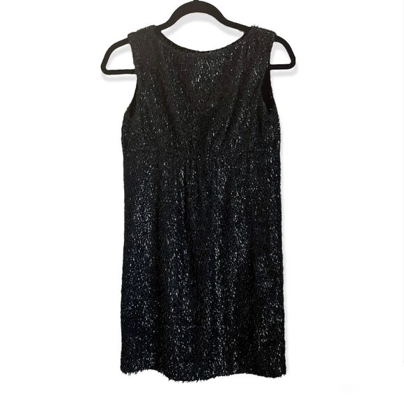 Max Studio Leon Max Limited Ed Mini Dress Faux Fur Silk Nylon Black Sz XS Sheath - Picture 2 of 7